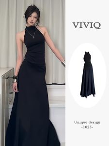 Váy Hở Vai Cổ Treo Hai Mảnh Cho Nữ Mùa Hè Mới Pure Desire A-Line Váy Dài Thời Trang Hợp Thời Trang