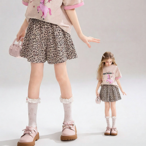 Ask Junior | Summer New Fashion Wear Outer Leopard Print Sweet and Cool Girls Shorts