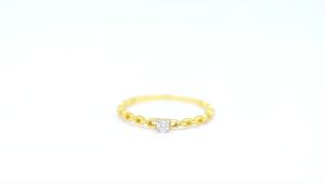 Happy Jewelry แหวนชู เม็ดเดี่ยว ดีไซด์เก๋ๆ ลายโซ่ ทองแท้ 9k 37.5% เพชรเกสร ME511