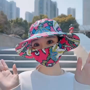 Korean version of the sun mask hat summer female sun visor cover face UV sun hat tea-picking hat
