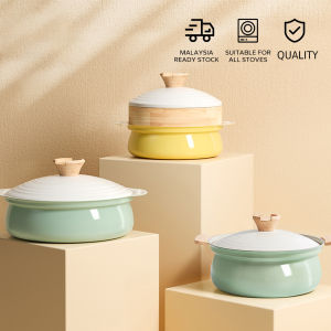 【Ready Stock】24cm Aluminum Alloy Stockpot Lid Sturdy Double Handles Soup Pot Non-Stick Sauce Pan for Cooking Induction Cooker Gas Stove