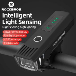 ROCKBROS Smart Bicycle Front Light 250Lumens 1500mAh Sensor Hightlight MTB Road Bike Light Headlebar Flashlight Cycling Light
