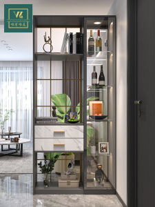 Weimei | Sleek Luxe Iron Glass Foyer Screen Partition Cabinet
