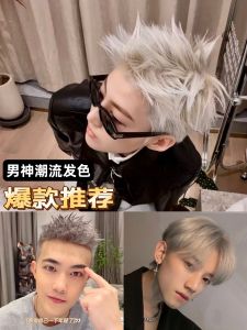 Stylefit Mens Hair Dye Cream Fade out Bleach Milk Tea Smoke Blue Gray Brown Home Application Hair Coloring Agent