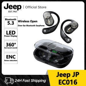 Jeep EC016 Wireless Bluetooth Headphones Sport Over-Ear Earphones Wireless Earbuds  Bluetooth 5.3 earphones with ENC Noise Cancellation Mic 20H HiFi Stereo Over Ear Earbud with LED Display and USB-C IPX4 Waterproof Earphones for Exercise/Work/Study