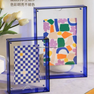 Acrylic Photo Picture Frame Freestanding Clear Magnetic Poster Display Frame Double Sided New