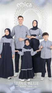 ELFA 306 SPACE BLUE ETHICA GAMIS DEWASA AYUMI 535 SPACE BLUE AYUMI KIDS 39 SPACE BLUE KOKO KAHFI 346 SPACE BLUE KAHFI KIDS 246 SPACE BLUE SARIMBIT ETHICA 2025 SARIMBIT LEBARAN 2025