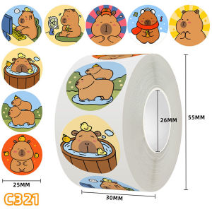 500 Stickers/Roll Capybara Roll Stickers: A Fun Scrapbook Decoration & Student Tape