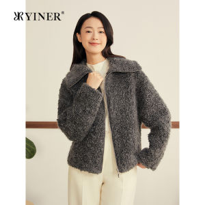 Wool and Mohair Mix French Style Curly Collar Short Jacket