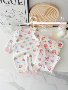 cat and  fish | Cotton Long Sleeve Baby One-piece for Sleep or Outwear