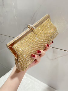 กระเป๋าถือผู้หญิงประดับเพชร กระเป๋าแฟชั่นสุภาพสตรี กระเป๋าแฟชั่นสำหรับงานเลี้ยง กระเป๋าสะพายไหล่แบบพกพา กระเป๋าถือแบบหนังสังเคราะห์