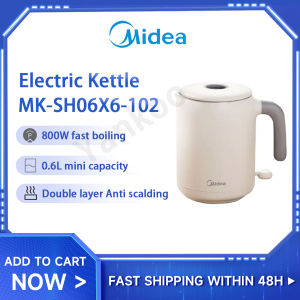 【Malaysia Stock】Midea Electric Kettle MK-SH06X6-102 0.6L Capacity 304 Stainless Steel Material Double layer Anti scalding Portable Electric Kettle For Travel