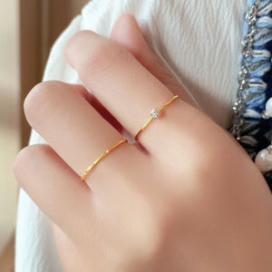 Simple Bracelet Four-Claw Diamond-Studded Ring Female Simple Index Finger Special-Interest Design Accessible Luxury Tail Ring Little Finger Twin Does Not Fade