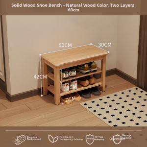 Dongmu | Vintage Style Solid Wood Shoe Organizer and Bench Multi-level Storage