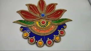 Traditional Reusable Handcrafted Rangoli Beautiful Festive Home Decor Acrylic Rangoli | Diwali Decoration with Studded Stones (Pack of 1 pc | Size - 10 inches)