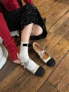 French Style Mary Jane Flat Ballet Shoes Womens Spring Summer New One Strap Buckle Ballet Flats Casual Peep Toe Flats