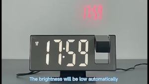 Projection alarm clock multifunction Intelligent luminous clock Bedroom large screen digital clock 180℃ back and celling projec