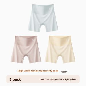 Miiow | High Waist Safety Pants Womens Thin Ice Silk Seamless Abdomen Control Underwear Two-In-One Base Layer Shorts Summer Casual