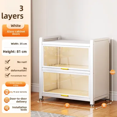 Dustproof Storage Cabinet Glass Door Bookshelf Wall-mounted Display Shelf