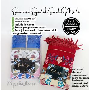 Souvenir SAJADAH SUEDE TAMBANG RUMBAI KEPANG MIDI TANGGUNG Parcel Sajadah Pengajian Tahlil Nikah Khitan Haji ulang tahun kenangan umroh
