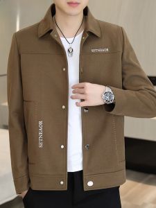 HENGYUANXIANG | Casual Woolen Workwear Jacket For Young Men Turn-down Collar Versatile Spring Autumn Fashionable Polyester Nylon Composite Fiber