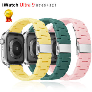 Fashion Resin Watch Strap for Apple Watch Band 45mm 40mm 41mm 49mm 42mm Wristband for Iwatch Ultra Ultra2 Series 9 8 7 6 5 4 SE Bracelet