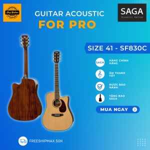 Đàn guitar acoustic Saga SF830C full size 41 chính hãng Duy Guitar Store phân phối