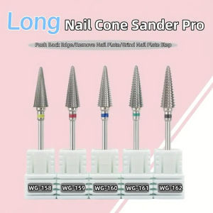New  5-in-1 Long Carbide Professional Tungsten Steel Nail Drill Bit Gradient Teeth Design for Pre-treatment and Removal