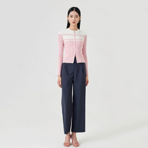 เสื้อคาร์ดิแกนถักทรงสลิมฟิตสไตล์เกาหลี ซิปเปิดสองทาง สำหรับผู้หญิง ฤดูใบไม้ร่วง 2025 แบรนด์ใหม่ เสื้อสเวตเตอร์ผ้าขนสัตว์