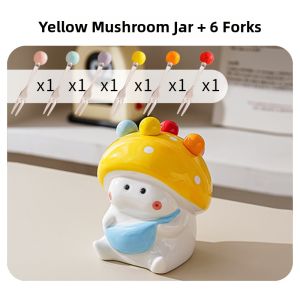 Mushroom Cute Safe 304 Stainless Steel Fruit Fork Set