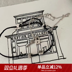 Korean Design Mars25 Pure Silver Lock Key Bracelet Handmade S925 Silver Hand Rope Stacking Versatile Recommended Jewelry