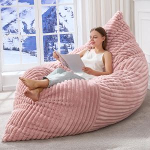 OTAUTAU 140x180cm Thick Soft Faux Fur Bean Bag Cover Pillowsac DD190【No Filler Inside! You Need To Buy Filler By Yourself !】