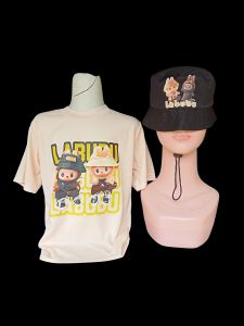 Kaos anak2 set topi #bahan cattun#size MLXLXL
