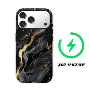 Black Gold Liquid Marble Phone Case for iPhone 18 17 16 15 14 13 12 11 Air Pro Max Plus Double-layer Cover