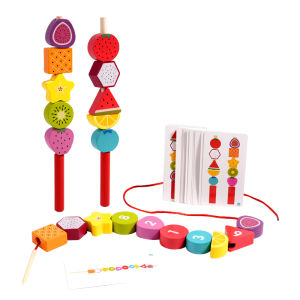 Educational Fruit And Number Beads Toy for Toddlers Boys Girls Early Learning Intelligence Development Large Particle Table Game