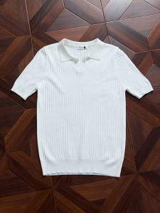 ZHUOCAN | White Stripe Polo Shirt Short Sleeve