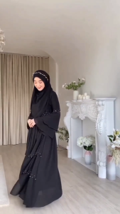 COD Moana Abaya Ceruty Babydoll Payet Dress Wanita Terbaru 2024