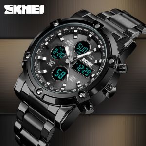 SKMEI Jam Tangan Kasual Digital Analog Pria 1389 Water resistant Stainless Steel LED Light