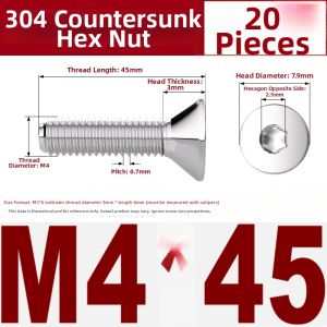 qd | Stainless Steel Countersunk Hex Flat Head Long Bolts