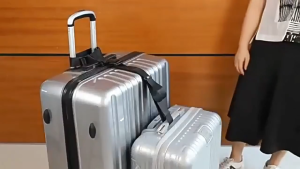 Luggage connecting strap and adjustable packing strap for portable travel accessories