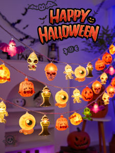 ตกแต่งฮาโลวีน ไฟประดับสีเล็ก ไฟสีส้ม ฉากสีขาว ไฟประดับ ตกแต่งบาร์ โรงเรียนอนุบาล คาร์ตูน ไฟ LED ไฟประดับ