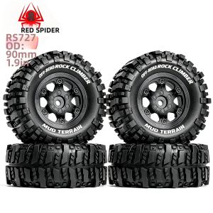 Lốp Xe Địa Hình Cao Su RED SPIDER 4 Chiếc 1.9 Inch Với Vành Nhựa Beadlock Dành Cho Xe RC 1/10 TRX4 YK4107 Phụ Tùng Nâng Cấp