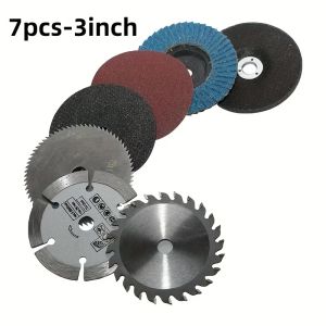 7pcs Cutting Disc Flap Discs Set Angle Grinder Wheels Blades Sanding Discs Wood Metal Diamond Cutting Blades 3 Inch 75mm