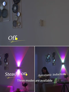 RGB Gradient LED Night Light with Motion Sensor Wall Lamp Rechargeable Ambient Light Dimmable Indoor Lights Magnetic Universal Decor Light