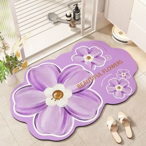 VIKAMA 3D Flower Shaped Carpet Diatom Mud Water-Absorbing Bathroom Mat Quick-Dry Non-Slip Toilet Door Mat Home Decoration