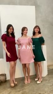 JANE COLLECTION || Dress Sabrina Wanita Square Neck Lengan Balon Dress Takara Hitam Putih Lilac Pink