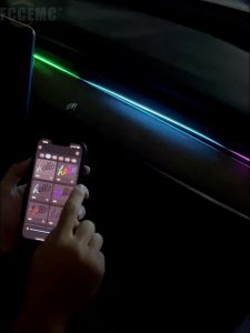 Car LED Ambient Light USB 64 Colors Acrylic Strips 110cm Full Colors RGB Car Interior Hidden App Remote Control Atmosphere Lamp