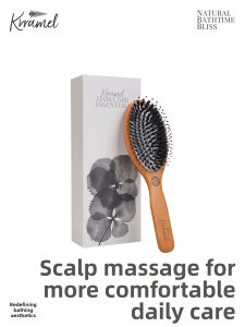 KRRAMEL | Birch Wood Boar Bristle Cushion Hair Brush For Scalp Massage