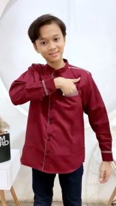 NIGOS Koko Anak Al-Fatih | Kemeja koko Anak Lengan Panjang Polos baju muslim atasan untuk anak 1 2 3 4 5 6 7 8 9 10 Tahun Bahan Katun Toyobo