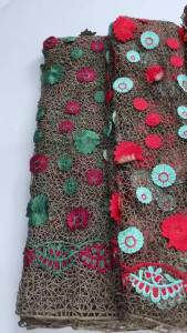 High Quality African Guipure Cord Lace Fabric Luxury 3D Floral Embroidered Chemical Mesh Lace For Nigerian Wedding Party Dress